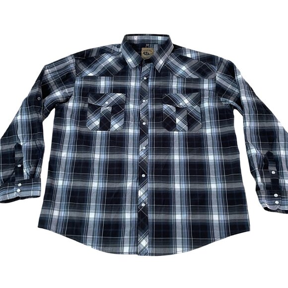 Coevals Club Men's Size XXL Gray Plaid Western Shirt Pearl Snaps Cowboy Rancher - Picture 1 of 5